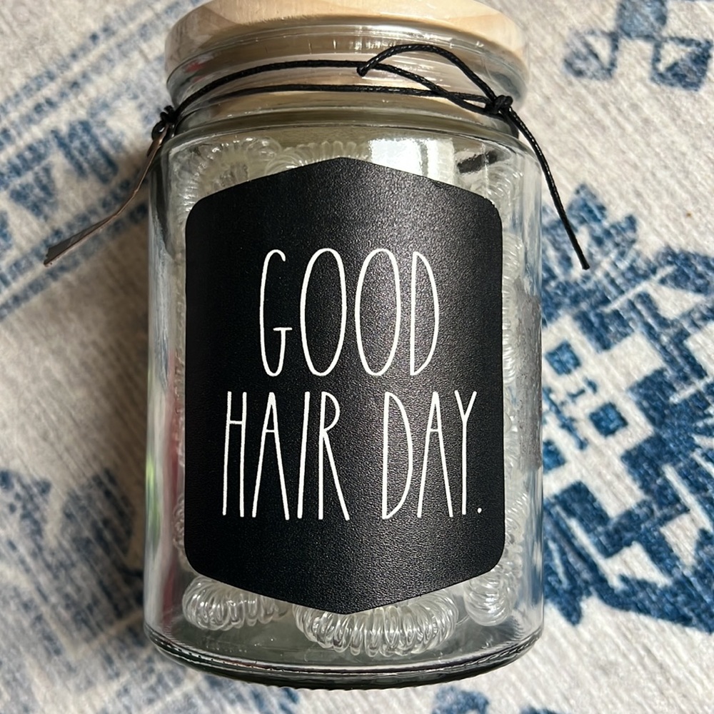 Rae Dunn Spiral Hair Ties Glass Jar